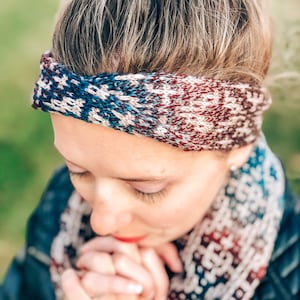 Winter Dusk Headband Pattern | PDF Knitted Pattern | Mosaic Knitting Headband | Fingering Weight Yarn | Simple Brioche Headband Pattern