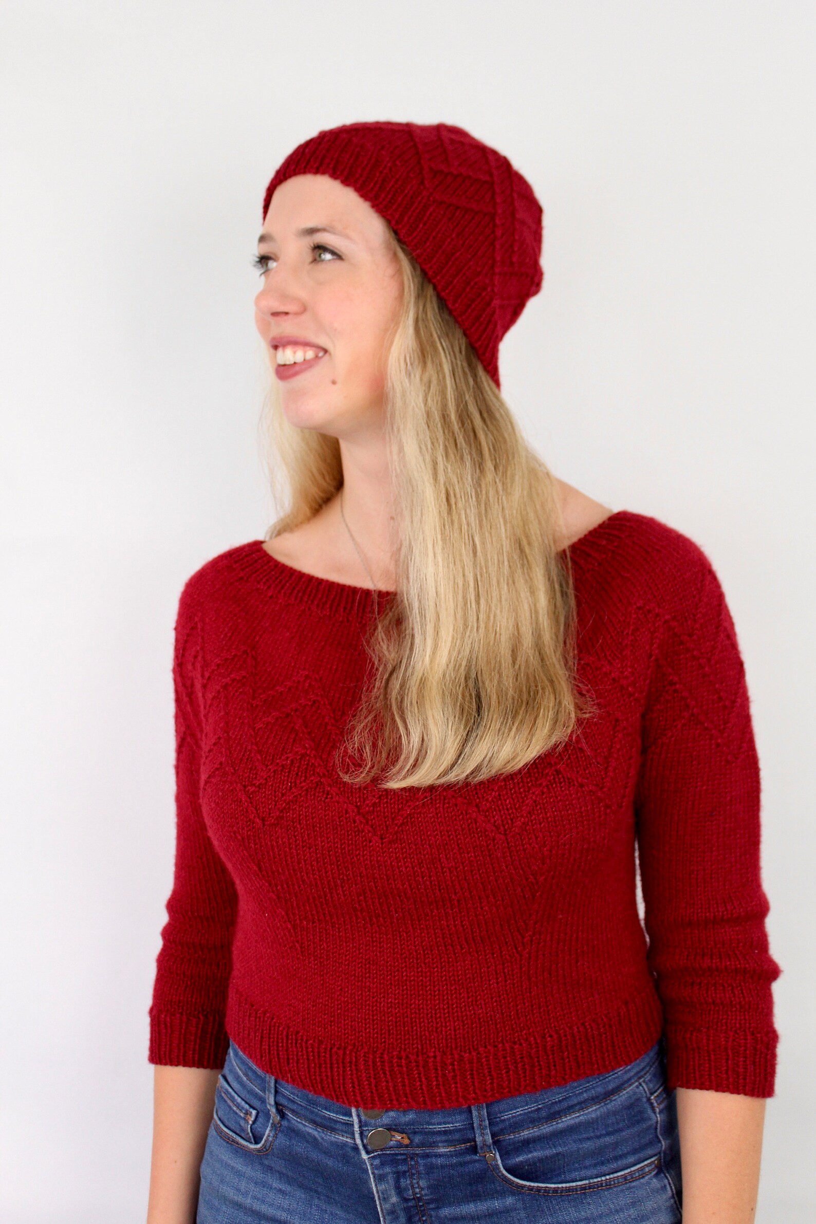 KNITTING PATTERN Topdown Yoke Sweater Knitting Pattern, Simple Cables