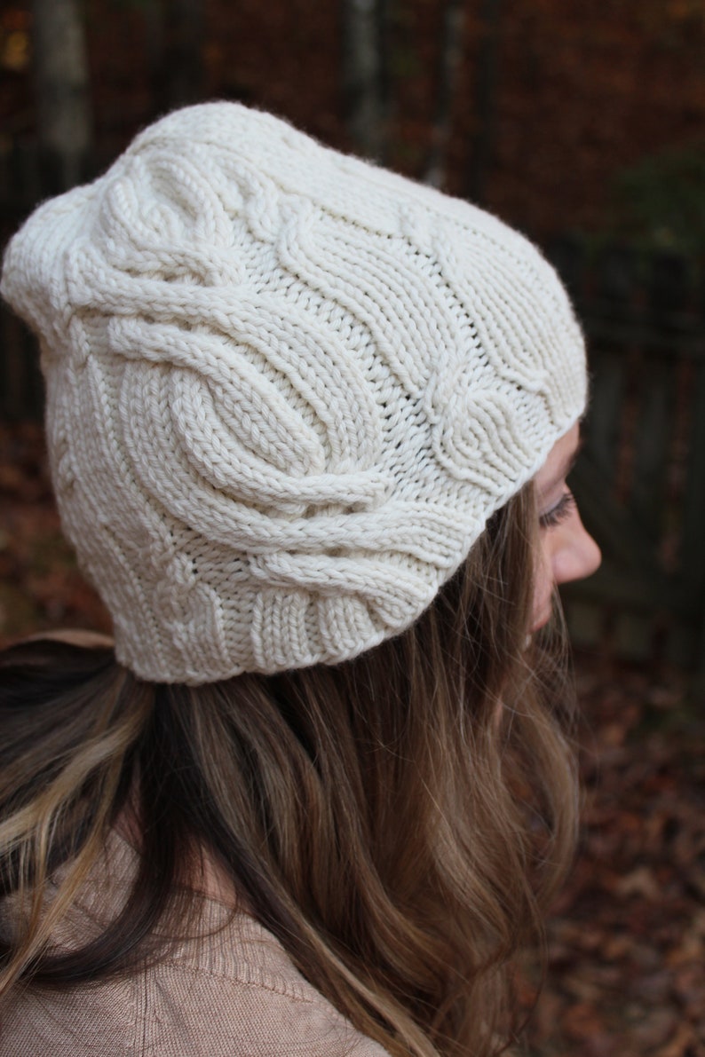 Knitting Pattern PDF | Serene Snow Hat Pattern | Cable Beanie Knitting ...