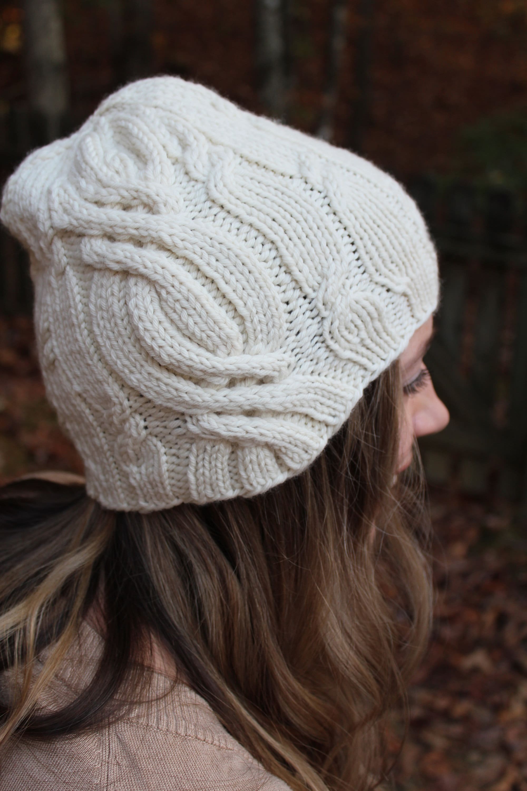 Knitting Pattern PDF | Serene Snow Hat Pattern | Cable Beanie Knitting ...