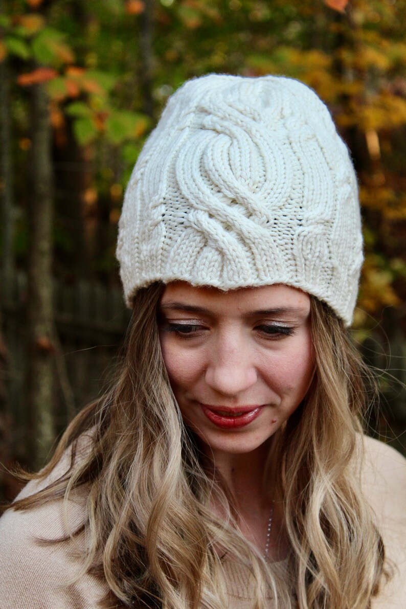 Knitting Pattern PDF | Serene Snow Hat Pattern | Cable Beanie Knitting ...