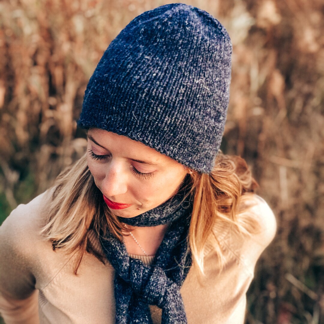 Knitting Hat Pattern Midnight Frost Beanie Hat Beginner Hat