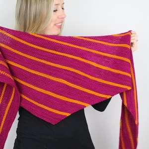 Knit Shawl Pattern | Beginner Shawl Knitting Pattern | Simple Knit Stripes Easy Pattern | PDF Instant Download| Pluck Up by Nurture Knitwear