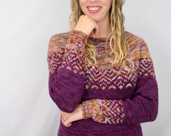Mountain Vines Yoke Sweater Knit Pattern | Easy Stranded Colorwork (PDF Digital Download)