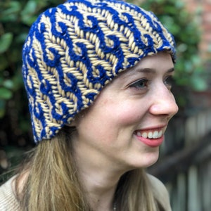 Knitting Hat Pattern | Drops of Summer Beanie Hat Pattern | Two-Color Brioche Hat Pattern | Aran Weight Hat Pattern | Instant PDF Download