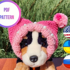 Knitting pattern for a hat, description of a hat, pompom, hat for dogs, clothes for pets, cats, small dogs, DIY project, knitted, Yorkie.