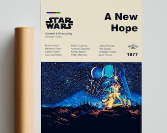 POSTER DI STAR WARS - Poster di Una Nuova Speranza - Poster moderno di metà secolo - Poster di arte minimalista - Arte digitale - Arte stampata