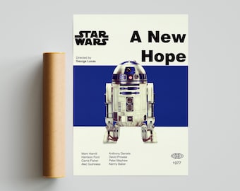 POSTER DI STAR WARS - Poster R2-D2 - Poster Una Nuova Speranza - Poster Moderno di Metà Secolo - Poster d'Arte Minimalista - Arte Digitale - Arte Stampata
