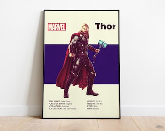 POSTER THOR - Poster Marvel - Poster Avengers - Arte stampabile - Arte digitale - Arte murale - Arte moderna di metà secolo - Arredamento per la casa