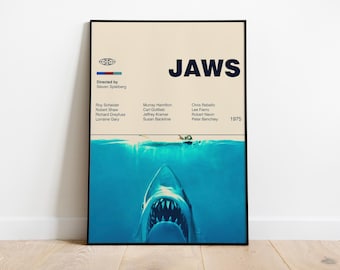 POSTER DI JAWS - Articolo da scaricare digitalmente - Poster del film - Arte stampabile - Arte digitale - Arte murale - Arte moderna di metà secolo - Stampa del film