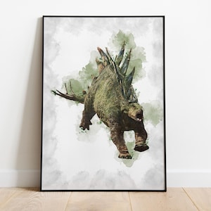 STEGOSAURUS POSTER - Dinosaurs Poster - Digital Art - Printable Art - Watercolor Art - Wall Art - Digital Print - Home Decor - Kids Room
