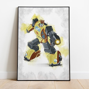 PÓSTER DE BUMBLEBEE - Póster de Transformers - Arte en acuarela - Arte imprimible - Descarga digital - Arte mural - Impresión digital - Decoración infantil