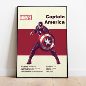 POSTER DI CAPITAN AMERICA - Poster Marvel - Poster Avengers - Arte stampabile - Arte digitale - Arte murale - Arte moderna di metà secolo - Arredamento per la casa