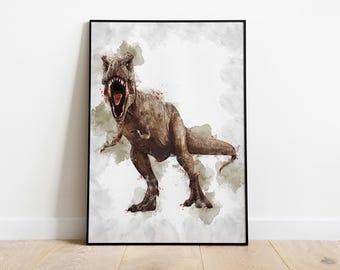 POSTER T-REX - Poster Dinosauri - Arte Digitale - Arte Stampabile - Arte Acquerello - Arte Murale - Stampa Digitale - Arredamento Casa - Arredamento Cameretta Bambini