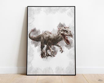 POSTER INDOMINUS REX - Poster Dinosauri - Arte Digitale - Arte Stampabile - Arte Acquerello - Arte Murale - Stampa Digitale - Arredamento Casa - Camera Bambini