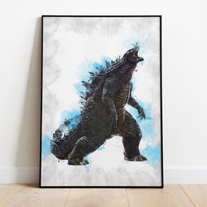 GODZILLA POSTER - Digitaler Download - Digitaldruck - Aquarell Kunst - Druckbare Kunst - Wohnkultur - Wandkunst - Godzilla Druck