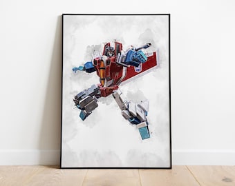 POSTER STARSCREAM - Poster Transformers - Arte acquerello - Arte stampabile - Download digitale - Arte murale - Stampa digitale - Decorazione per la cameretta dei bambini