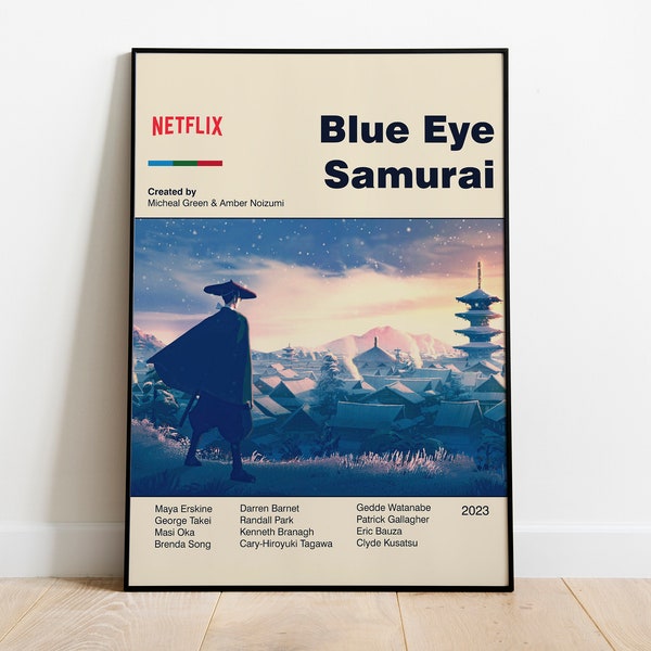 BLUE EYE SAMURAI - Anime Poster - Digital Art - Printable Art - Wall Art - Mid Century Modern Art - Vintage Inspired Poster - Home Deco