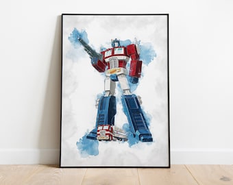 POSTER DI OPTIMUS PRIME - Poster dei Transformers - Acquerello - Stampabile - Download digitale - Arte murale - Stampa digitale - Decorazione per la cameretta dei bambini