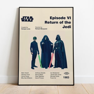 STAR WARS - Return of the Jedi Poster - Luke Skywalker, Darth Vader, Darth Sidious - Mid Century Modern Poster - Digital Art - Printable Art