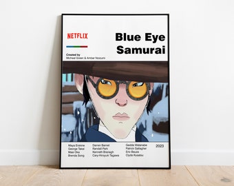 BLUE EYE SAMURAI - Anime Poster - Digital Art - Printable Art - Wall Art - Mid Century Modern Art - Vintage Inspired Poster - Home Decor