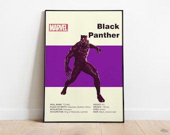 POSTER BLACK PANTHER - Poster Marvel - Poster Avengers - Arte stampabile - Arte digitale - Arte murale - Arte moderna di metà secolo - Arredamento per la casa