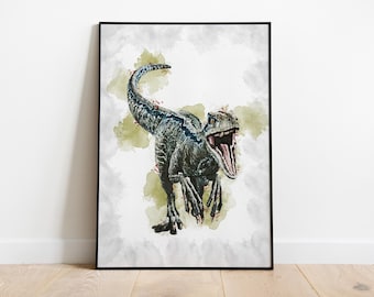 POSTER RAPTOR - Poster Dinosauri - Arte Digitale - Arte Stampabile - Arte Acquerello - Arte Murale - Stampa Digitale - Arredamento Casa - Arredamento Cameretta Bambini