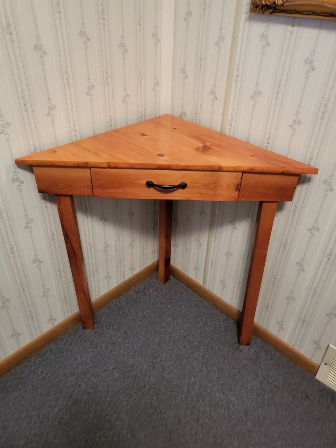 3 Legged Corner Table Made From 100 Year Old Heartpine Etsy