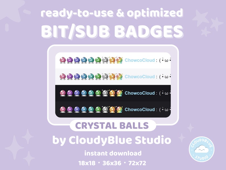 Crystal Ball Pixel Art Twitch Sub & Bits Badges 9 Cute Witch Pixel Art