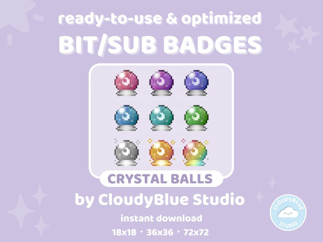 Crystal Ball Pixel Art Twitch Sub & Bits Badges 9 Cute Witch Pixel Art