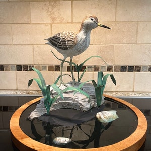 shorebird sculpture - solitary sandpiper