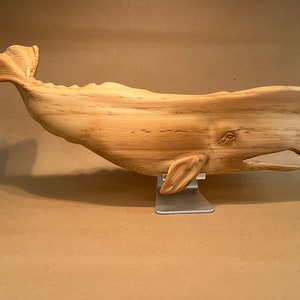 Wooden Whale Wall Hanging, Nantucket Whale, Hand Carved, Sperm Whale Sculpture, Animal Figurine, Wood Carving, Nautical Decor, Gift for Mom