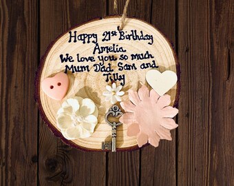 21st Birthday Girl Wooden Handmade Personalised Plaque Pretty Birthday Gift For Her Daughter Granddaughter Niece