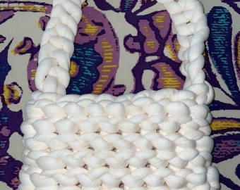 Handcrafted Crocheted Boho Shoulder Bag in White