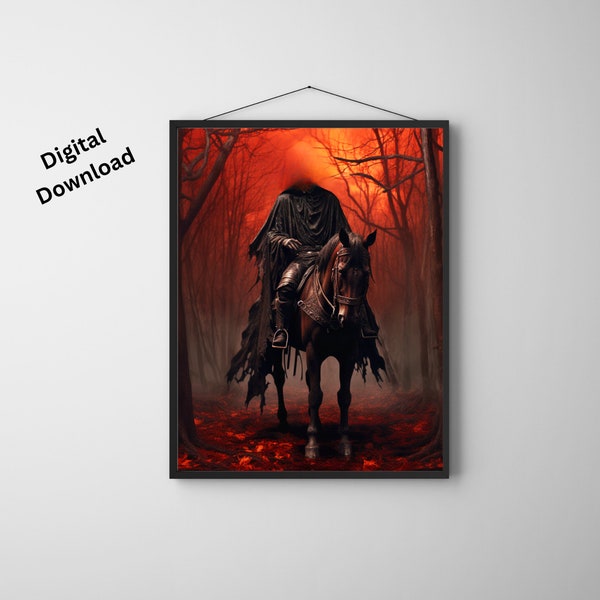 Headless Horseman Halloween Print | Digital Download | Printable Halloween Art