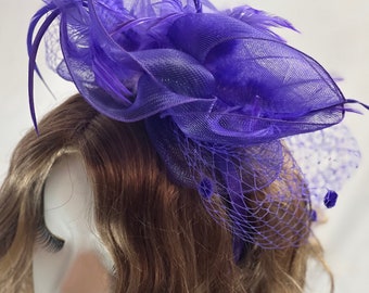 PURPLE Fascinator Vintage inspirado Fascinator sombrero de té sombrero de fiesta elegante sombrero de iglesia Kentucky Derby sombrero de boda elegante sombrero de fiesta fascinador