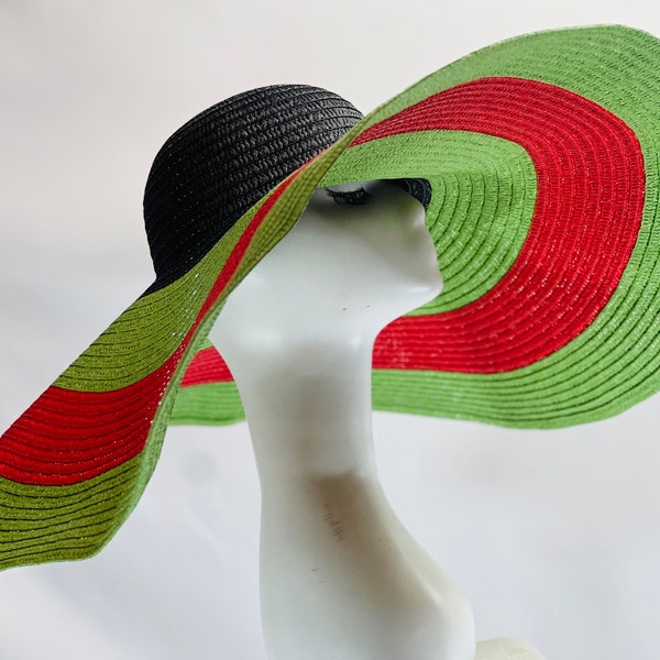Stylish and Trendy Summer Hat Oversize Straw Hat Large Beach Hat Extra Wide Brim Hat 28" Wide Sun Colorful Stripes Hat