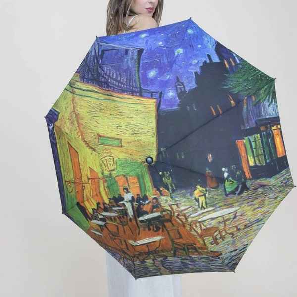 Cafe Terrace Painting Umbrella. Van Gogh umbrella. Art print umbrella. Summer rain umbrella. Gift art umbrella