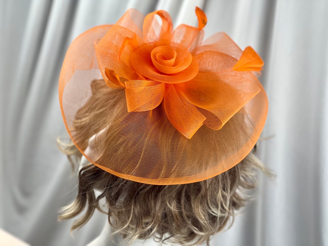 Orange Tea Hat Large 13, Women's Tea Party Hat, Church Hat, Kentucky