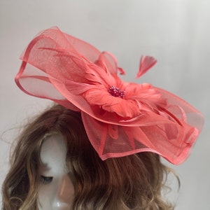 CORAL Fascinator Vintage inspirierter Fascinator Teehut Ausgefallener Partyhut Kirchenhut Kentucky Derby Hut Ausgefallener Hochzeitshut Prom Fascinator Bild 5