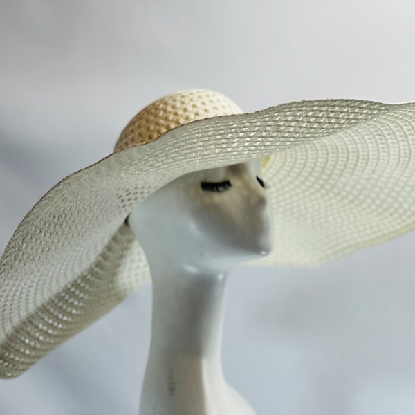 IVORY WHITE Stylish and Trendy Summer Hat Oversize Straw Hat Large Beach Hat Extra Wide Brim Hat 26" Wide Sun Hat Wedding Hat Bride Hat
