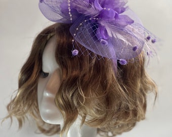 PURPLE Fascinator Vintage inspirado Fascinator sombrero de té sombrero de fiesta elegante sombrero de iglesia Kentucky Derby sombrero de boda elegante sombrero de fiesta fascinador