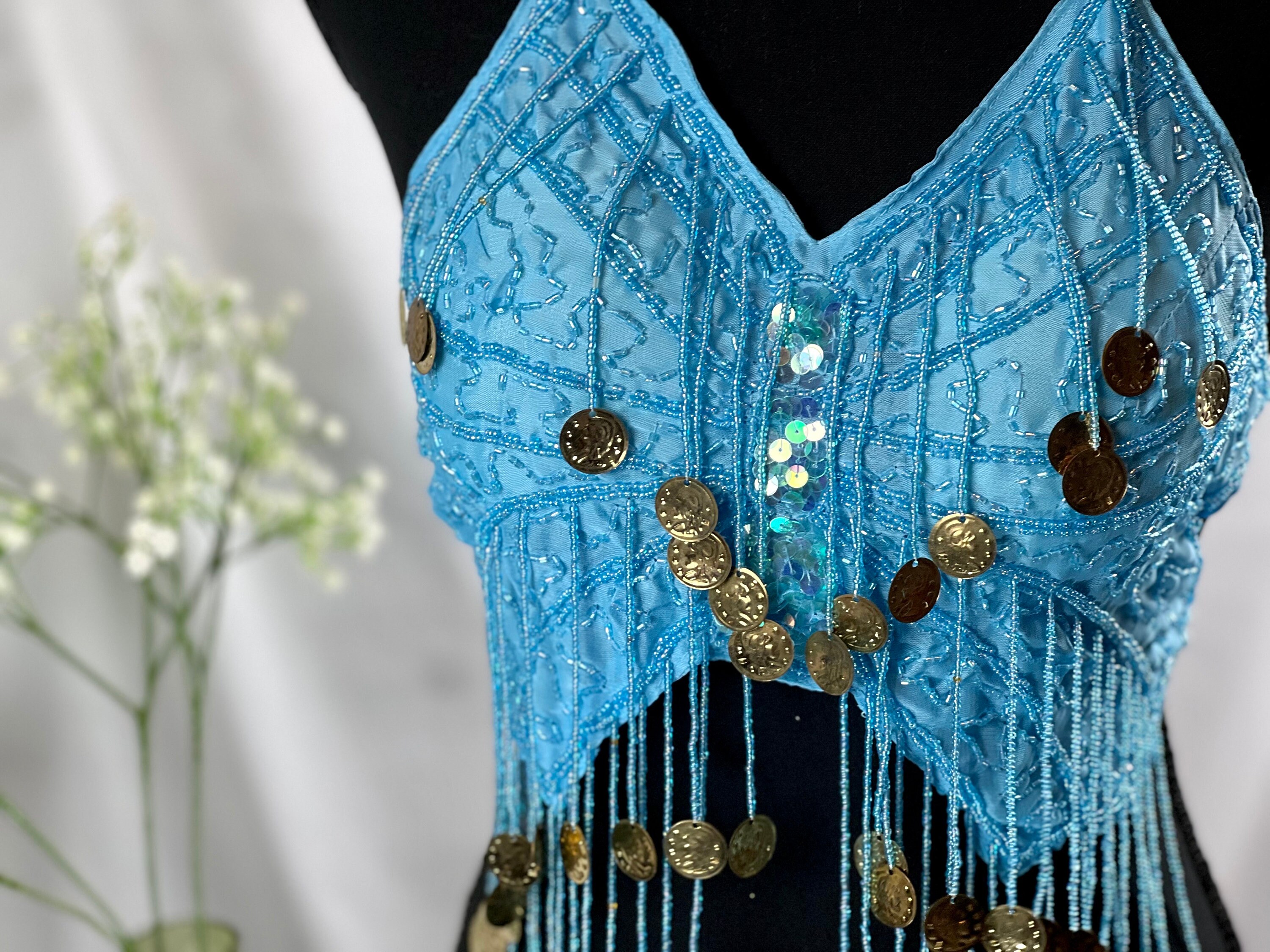 MiaoErSiDai Flying Bird Blue Printed Lace Butterfly Bra Set With
