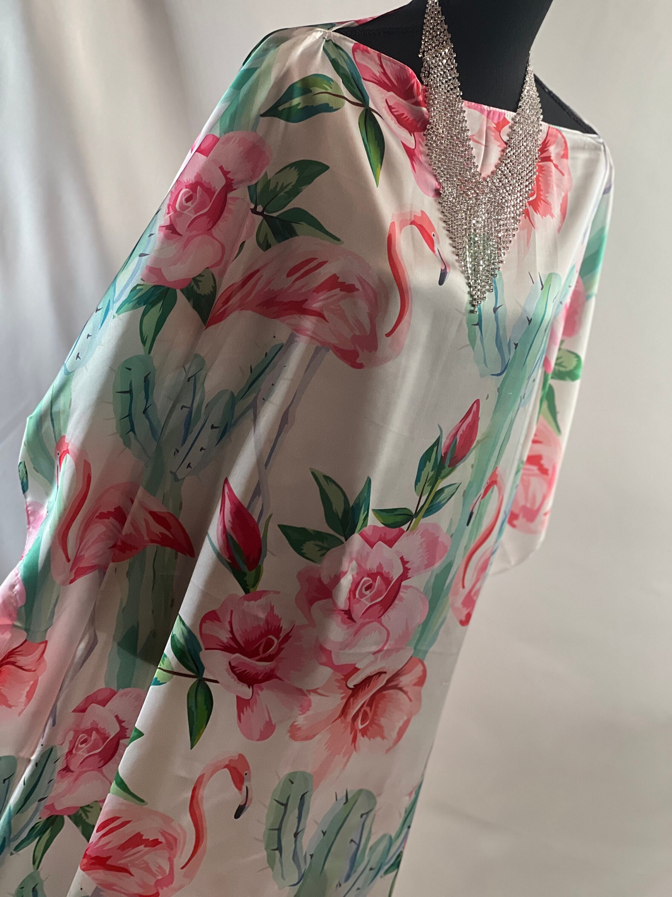 Flamingo Kaftan Summer Caftan Resort Dress Beach Coverup Relax Fit Dress Artful print Kaftan Stylish Fashion Dress Lightweight Caftan