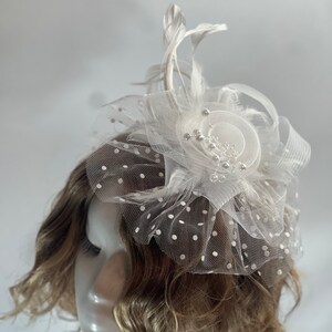 WEISSER Fascinator Vintage Inspirierter Fascinator Teehut Party Hut Kirchenhut Kentucky Derby Hut Ausgefallener Hochzeits Hut Abschlussball Fascinator Bild 6