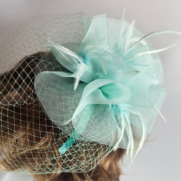 Mint Fascinator Elegant Vintage Fascinator Tea Hat: Perfect for Tea Parties, Church Events, Kentucky Derby, Weddings, and More