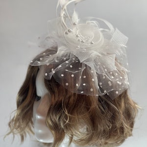 WEISSER Fascinator Vintage Inspirierter Fascinator Teehut Party Hut Kirchenhut Kentucky Derby Hut Ausgefallener Hochzeits Hut Abschlussball Fascinator Bild 2