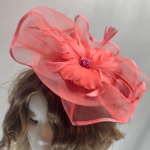 CORAL Fascinator Vintage inspirierter Fascinator Teehut Ausgefallener Partyhut Kirchenhut Kentucky Derby Hut Ausgefallener Hochzeitshut Prom Fascinator Bild 3