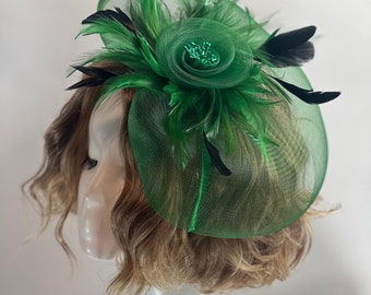 Fascinator verde Vintage inspirado Fascinator sombrero de té sombrero de fiesta elegante sombrero de iglesia Kentucky Derby sombrero de boda elegante sombrero de fiesta fascinador