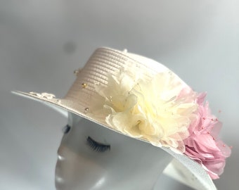 Pearl Stud Fascinator Fedora Vintage Hat Tea Hat Party Hat, Sombrero de iglesia, Kentucky Derby Hat, Sombrero de lujo, Sombrero de boda Sombrero de fiesta Sombrero de playa de verano